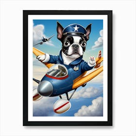 Boston Terrier Pilot-Reimagined 6 Art Print