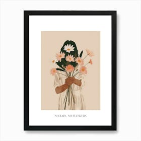 No Rain, No Flowers Poster Spring Girl With Pink Flowers 6 Art Print