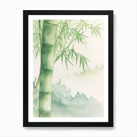 Bamboo Tree Atmospheric Watercolour Painting 4 Art Print