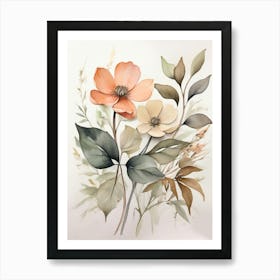 Watercolor Of Flowers 2 Art Print