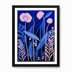 Blue Flower Illustration Fountain Grass 1 Art Print