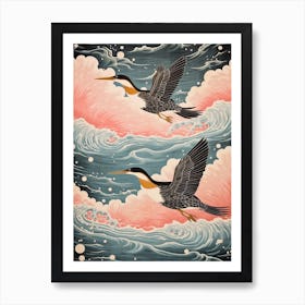 Vintage Japanese Inspired Bird Print Cormorant Art Print