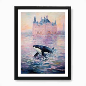 Orca Whale And Castle Pink Art Print