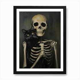 Skeleton Cat Art Print