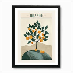 Orange Tree Minimal Japandi Illustration 4 Poster Art Print