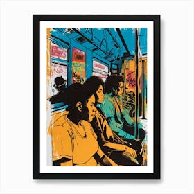 New York City Subway New York Colourful Silkscreen Illustration 1 Art Print