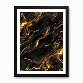 Gold And Black Marble Texture Art Print