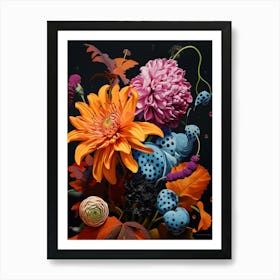 Surreal Florals Gaillardia 4 Flower Painting Poster