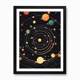 Artistic Solar Sistem Vintage Celestial 3 Art Print