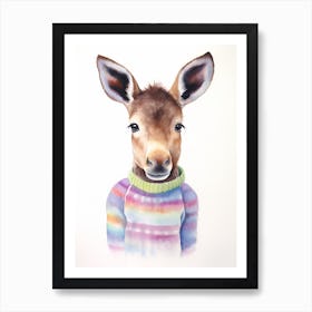 Baby Animal Watercolour Moose Art Print