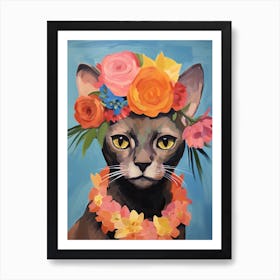 Burmese Cat With A Flower Crown Painting Matisse Style 1 Art Print