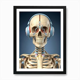 Skeleton With Headphones 11 Art Print