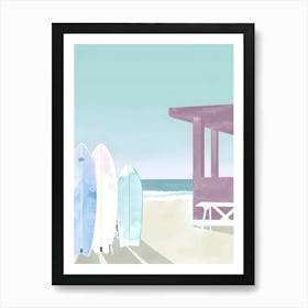 Surfboards On The Beach Poster