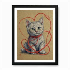 Valentine Kitten Art Print