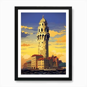 Galata Tower Modern Pixel Art 5 Art Print