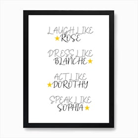 The Golden Girls Typography & Letters Art Print