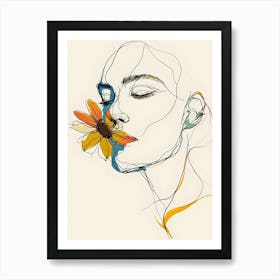 Portrait Of A Woman With A Flower Art Print