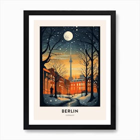 Winter Night  Travel Poster Berlin Germany 1 Art Print