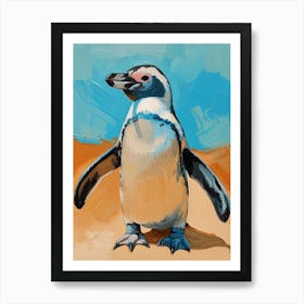 Galapagos Penguin Kangaroo Island Penneshaw Colour Block Painting 1 Art Print