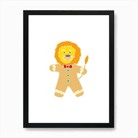 Gingerbread Lion, Fun Circus Animal, Cake, Biscuit, Sweet Treat Print, Portrait Art Print