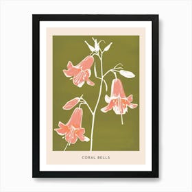 Pink & Green Coral Bells Flower Poster Art Print