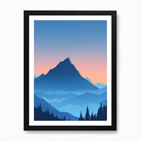 Misty Mountains Vertical Composition In Blue Tone 101 Art Print