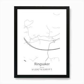 Ringsaker,Norway Minimalist Map Art Print