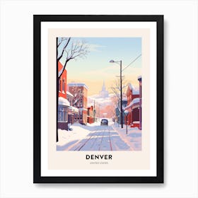 Vintage Winter Travel Poster Denver Colorado 1 Art Print