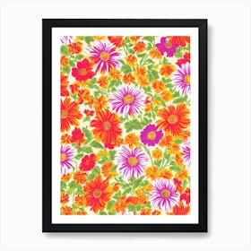 Rudbeckia Floral Print Retro Pattern 1 Flower Art Print