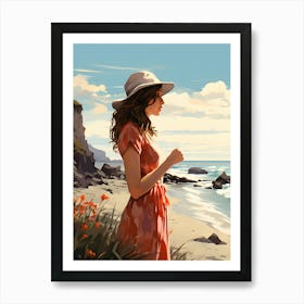 Girl On The Beach Art Print