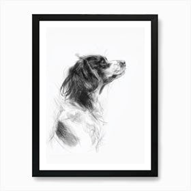 Nederlandse Kooikerhondje Dog Charcoal Line 3 Art Print