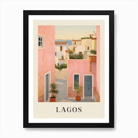 Lagos Portugal 1 Vintage Pink Travel Illustration Poster Art Print