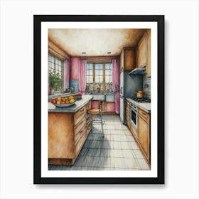 Kitchen Drawing Art Print