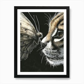 Tiger And Butterfly Art Print