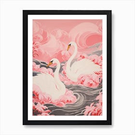 Vintage Japanese Inspired Bird Print Swan 7 Art Print
