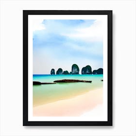 Railay Beach 2, Krabi, Thailand Watercolour Art Print