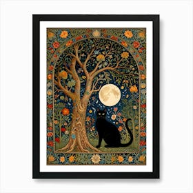 William Morris Black Cat In The Moonlight 2 Art Print