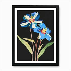 Neon Flowers On Black Forget Me Not 3 Art Print