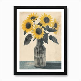 Sunflower Watercolour Illustration Art Print