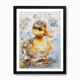 Sweet Mixed Media Duckling Collage 4 Art Print