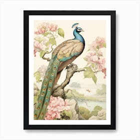 Storybook Animal Watercolour Peacock 1 Art Print