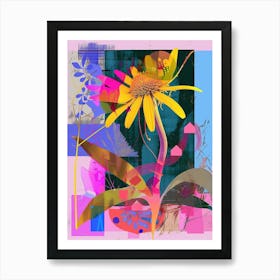 Daisy 3 Neon Flower Collage Art Print