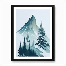 Mountain And Forest In Minimalist Watercolor Vertical Composition 326 Art Print