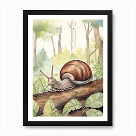 Storybook Animal Watercolour Snail Art Print