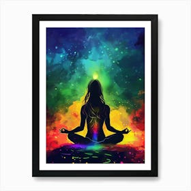 Meditation Woman In Lotus Pose Art Print