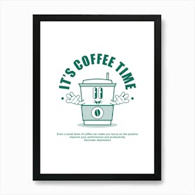 Printable Coffee Quote Poster "It's Coffee Time", Coffee Lover Gift, Morning Coffee Decor, Rise and Shine Print Art Print