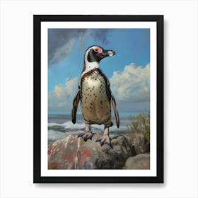 African Penguin Signy Island Oil Painting 4 Art Print