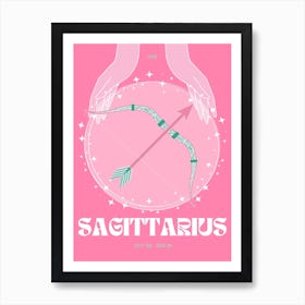 Hot Pink Zodiac Sagittarius Art Print