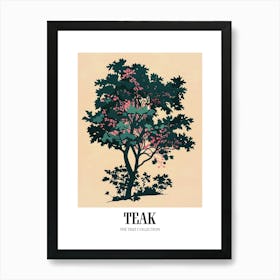 Teak Tree Colourful Illustration 3 Poster Art Print