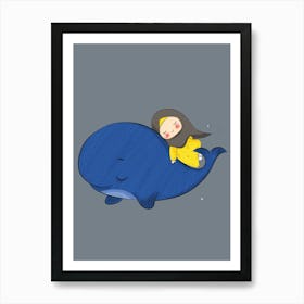 Muslim Girl On A Whale Art Print